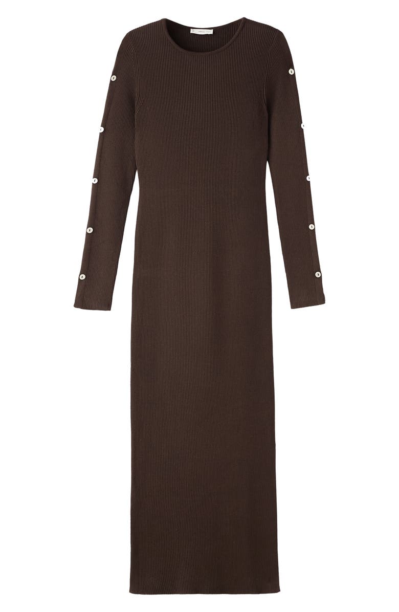 MANGO TEEN Button Trim Long Sleeve Sweater Dress, Alternate, color, Brown
