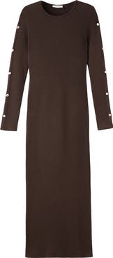 MANGO TEEN Button Trim Long Sleeve Sweater Dress