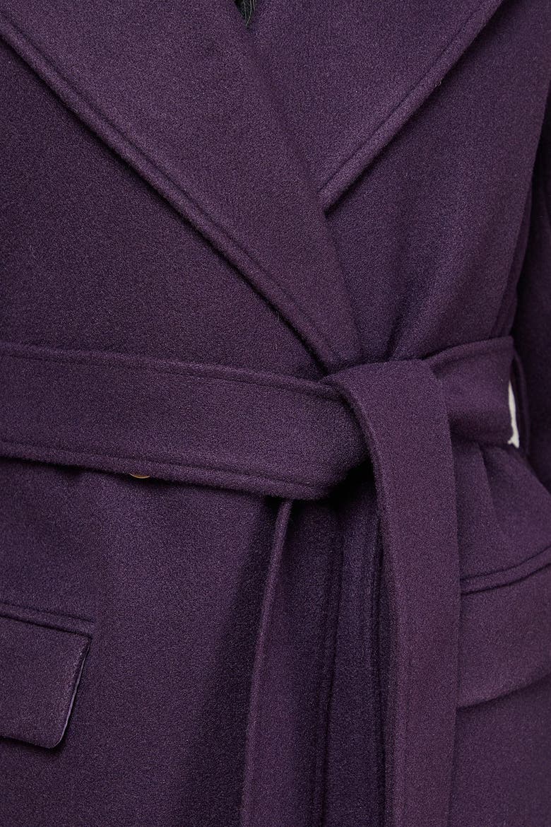 Tie Belt Detail Midi Coat, Alternate, color, Berry
