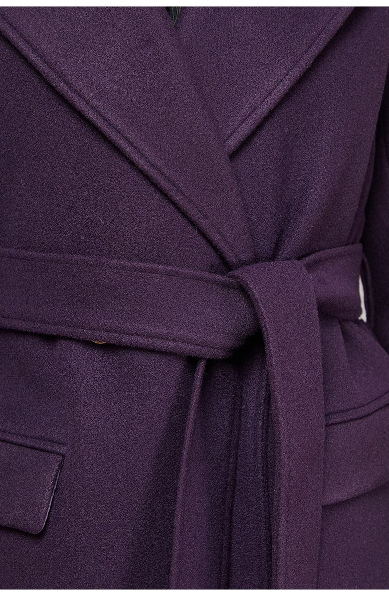 Oasis Tie Belt Detail Midi Coat, Alternate, color, Berry