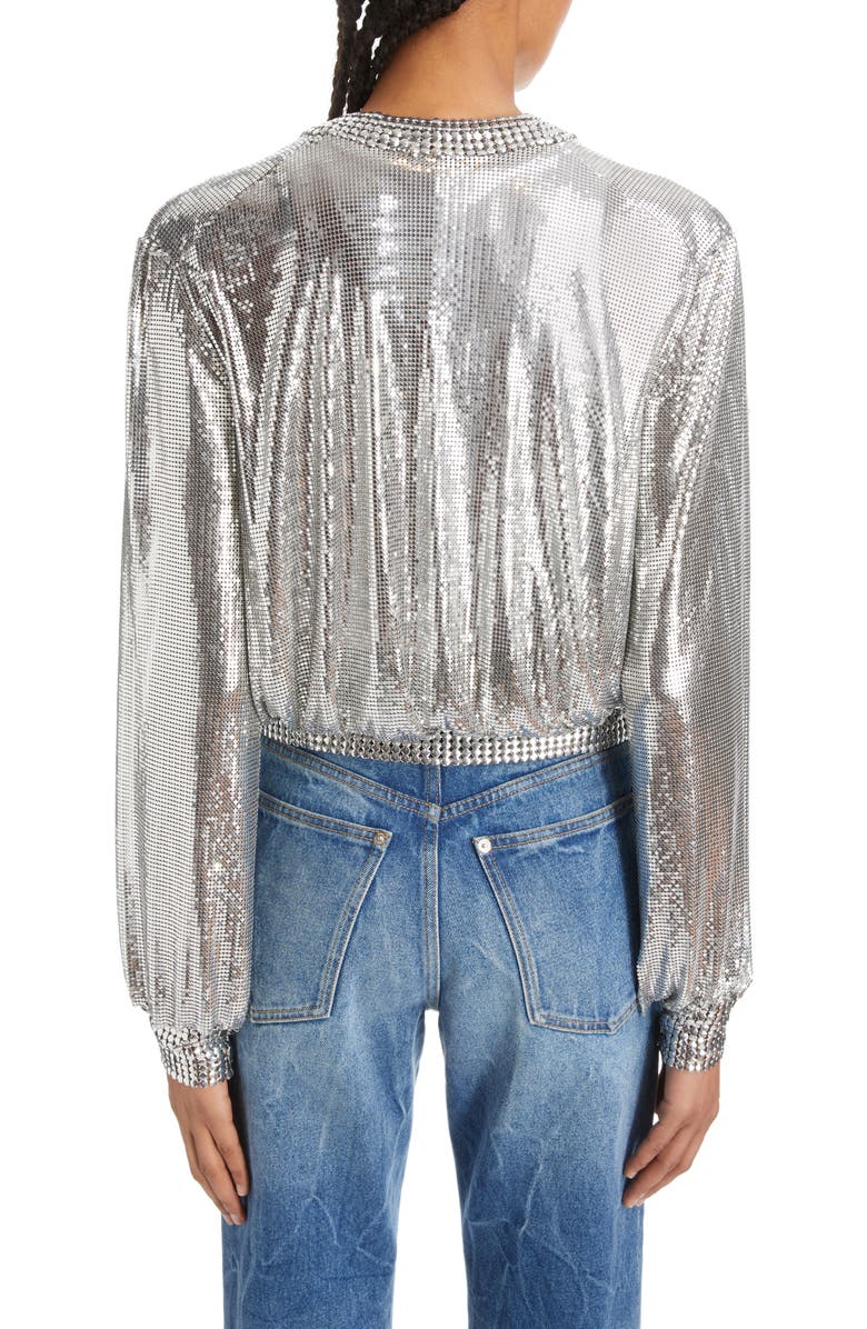 Rabanne Aluminum Cardigan, Alternate, color, Silver