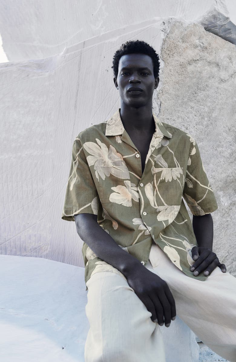 MANGO Floral Cotton Camp Shirt, Alternate, color, 