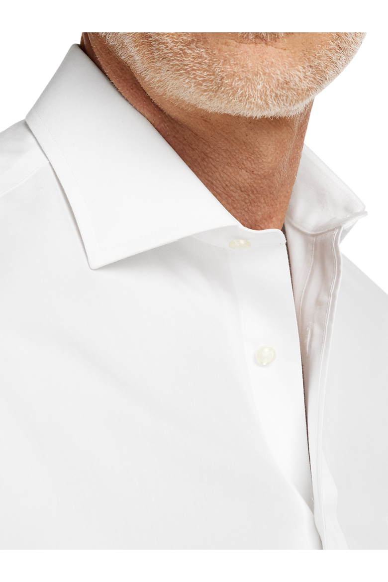 Non-iron Cotton Pinpoint Solid Spread Collar Dress Shirt, Alternate, color, White