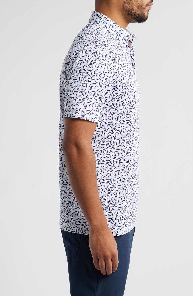 Mizzen+Main Halyard Trim Fit Print Polo, Alternate, color, White Foliage