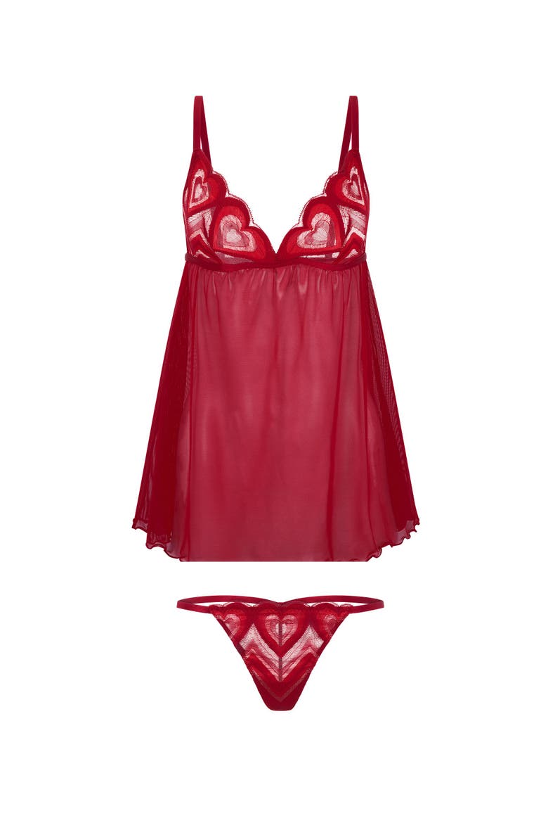 Amorata Babydoll Lingerie, Alternate, color, Jester Red