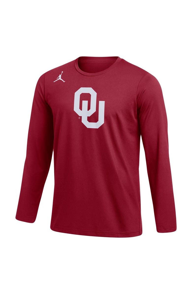Jordan Brand Men's Jordan Brand Crimson Oklahoma Sooners Logo Practice Performance Long Sleeve T-Shirt, Alternate, color,