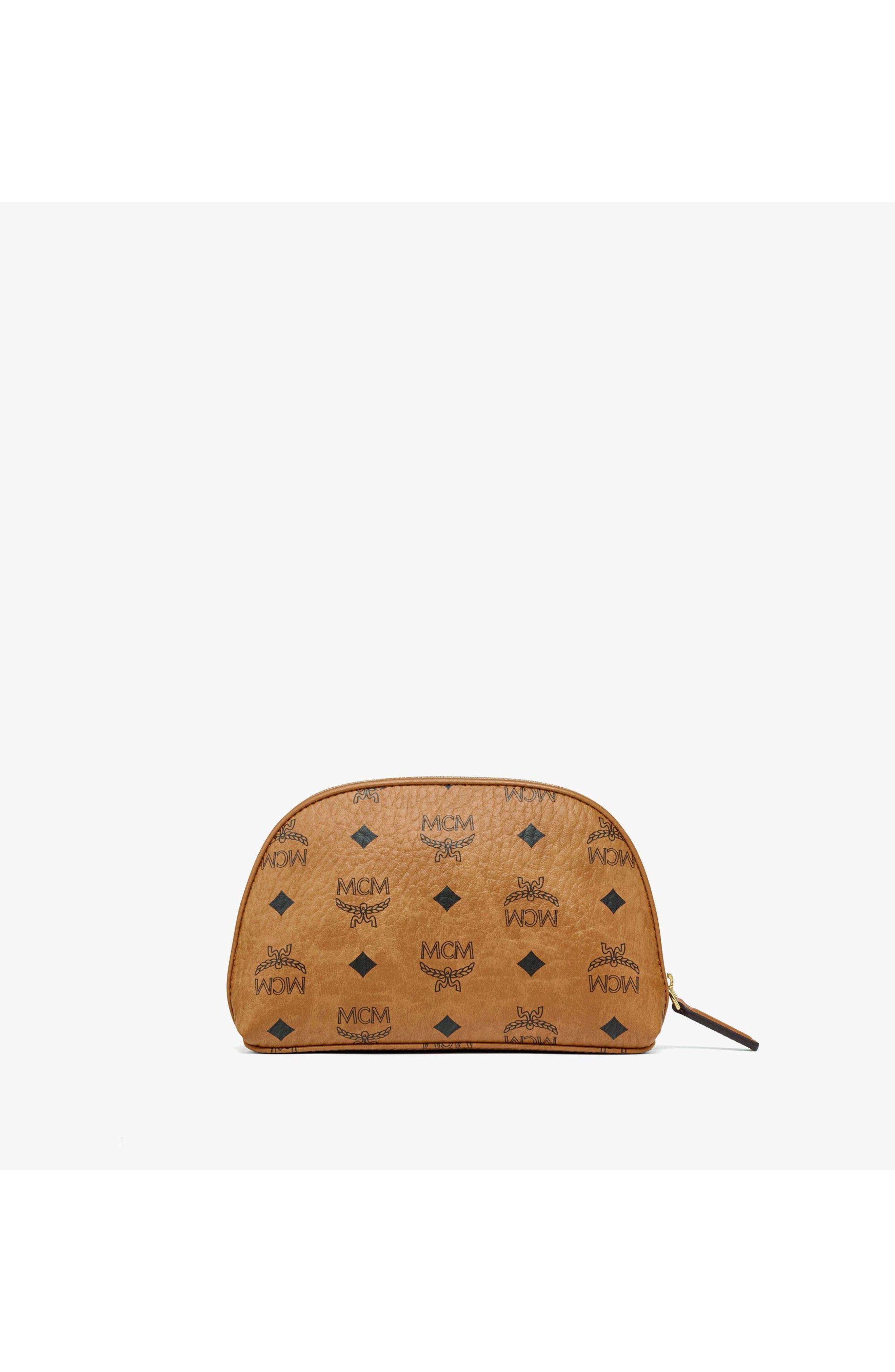 Aren Cosmetic Pouch in Visetos, Alternate, color, Cognac