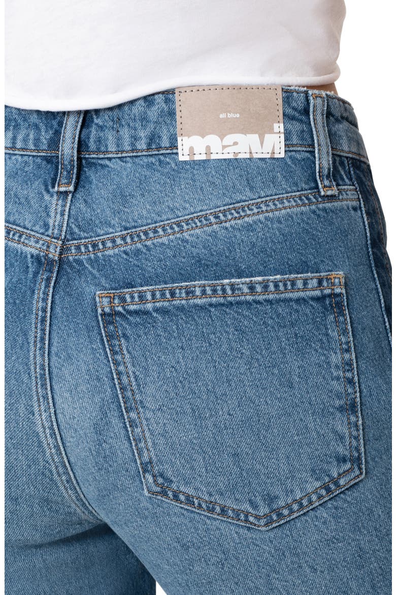 Savannah High Waist Raw Hem Crop Relaxed Straight Leg Jeans, Alternate, color, MIX BLUE
