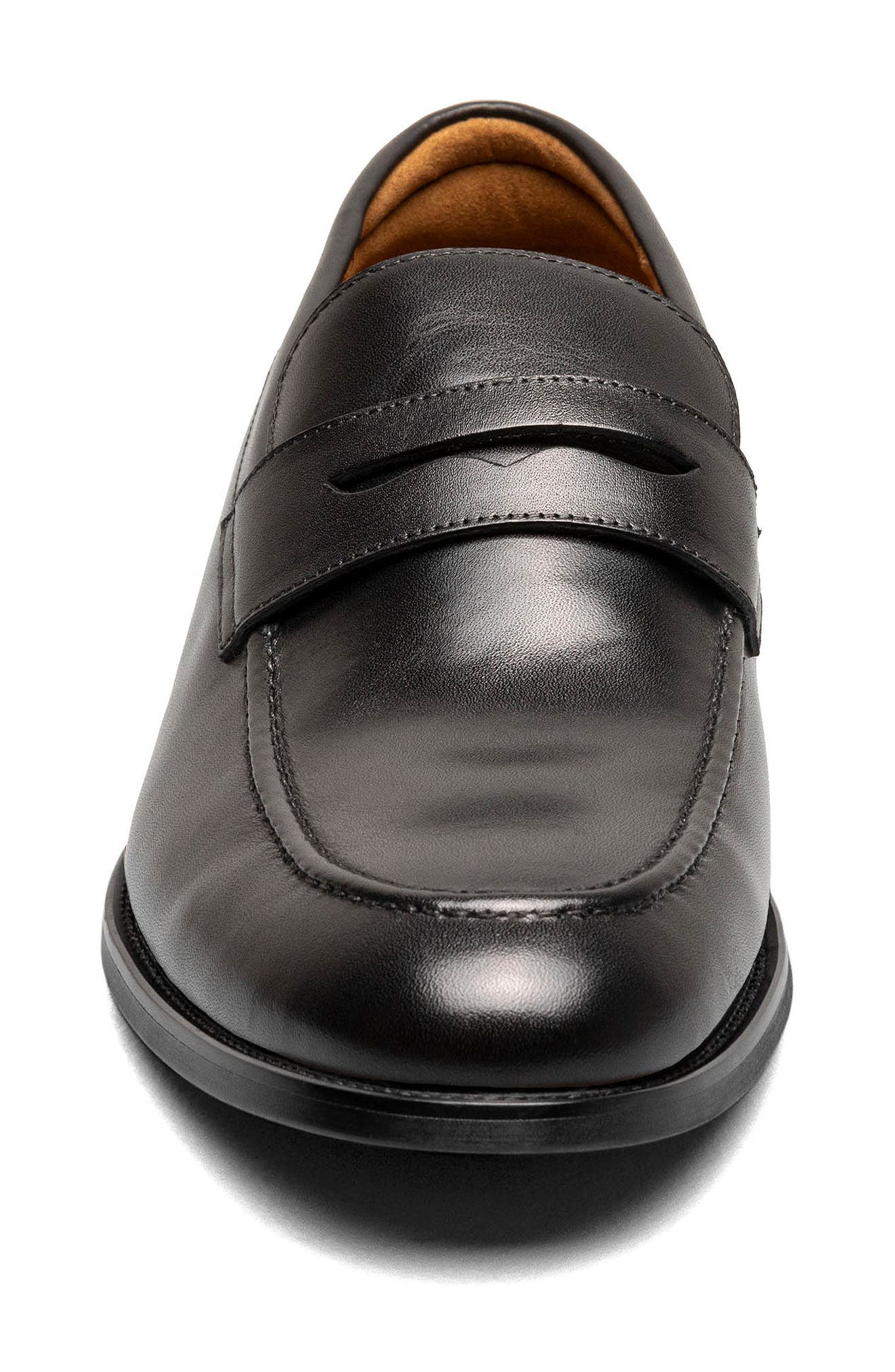 Ruvo Moc Toe Penny Loafer, Alternate, color, BLACK/ BLACK SMOOTH
