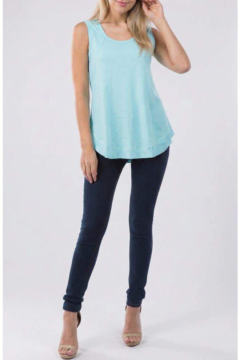 Curve Hem Cotton Tank, Alternate, color, AQUA