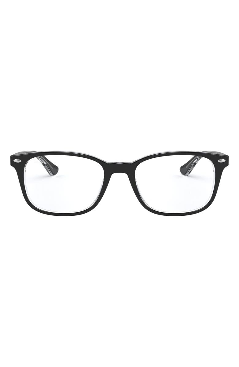 Ray-Ban 51mm Square Optical Glasses, Main, color, Top Black