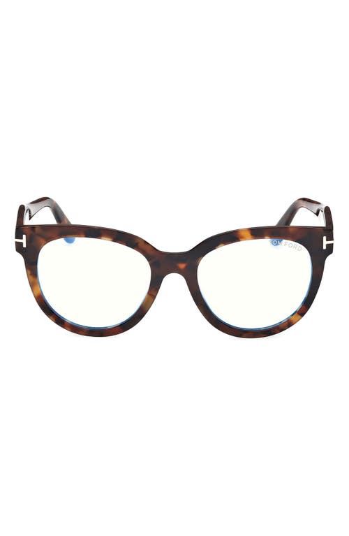 Tom Ford 52mm Butterfly Blue Light Blocking Glasses In Havana