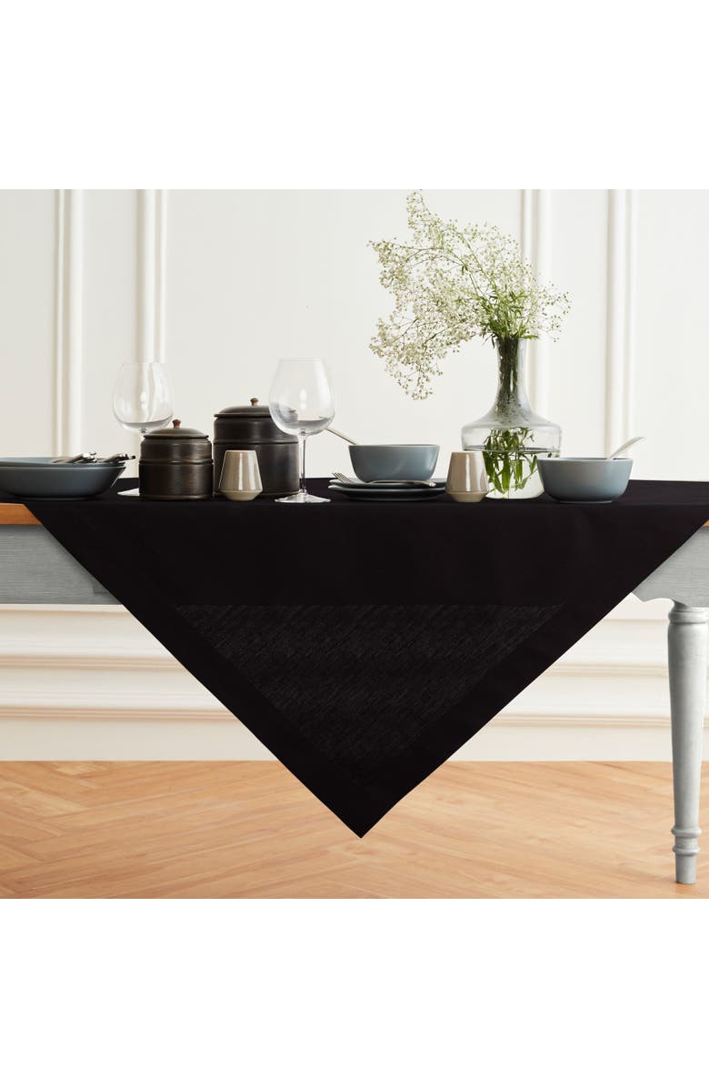 Solino Home Cotton Linen Table Throw - Dru, 52" x 52", 52" x 52", Main, color, Black