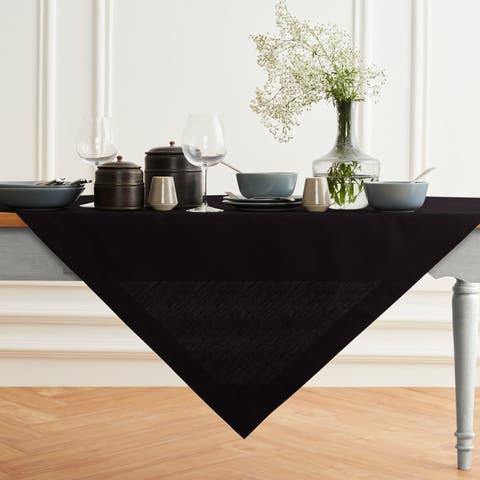 Cotton Linen Plain Table Throw 52 x 52 Inch for Dining Table, Holiday and Everyday Table Decor - Dru