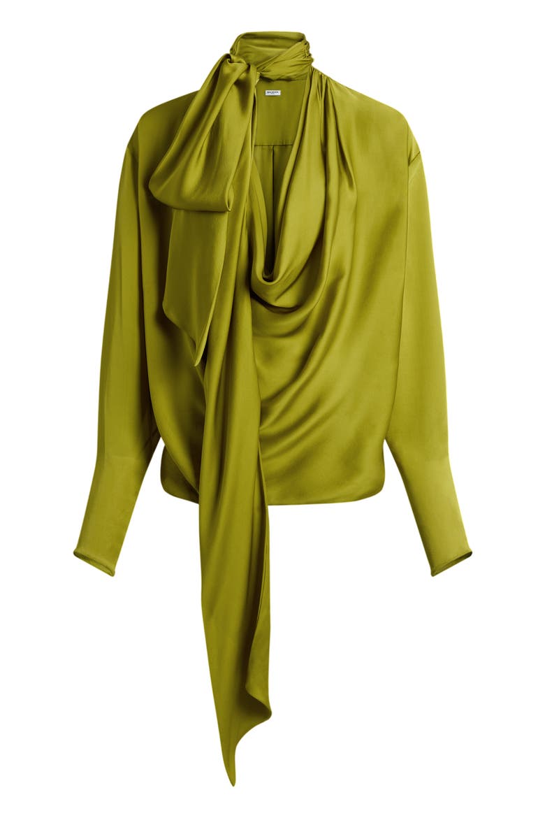 Draped Silk Chiffon Blouse, Alternate, color, green