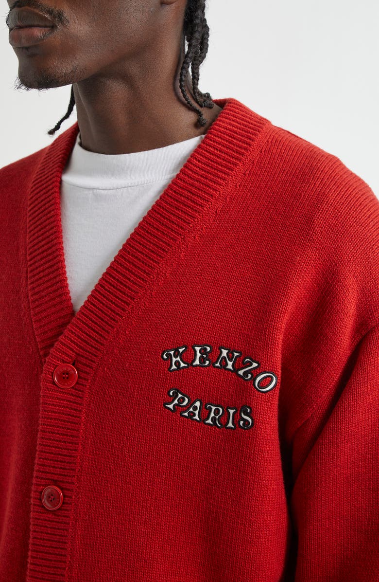 KENZO Verdy Market Embroidered Wool & Cotton Cardigan, Alternate, color,