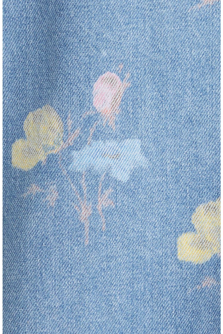 Print Indigo Frill Collar Organic Cotton Denim Shirt, Alternate, color, BLEACH BLUE