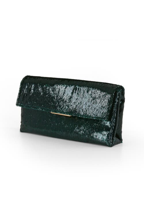 Jewel Badgley Mischka Angel Soft Faux Pony Hair Envelope Clutch In Green