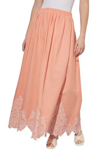 MING WANG MING WANG EMBROIDERED MAXI SKIRT