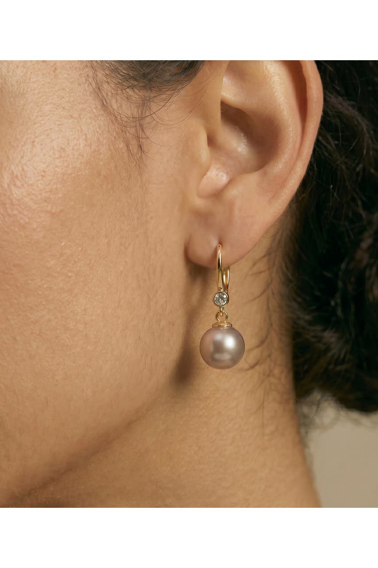 Pink Freshwater Pearl & Diamond Michelle Earrings, Alternate, color, Yellow Gold