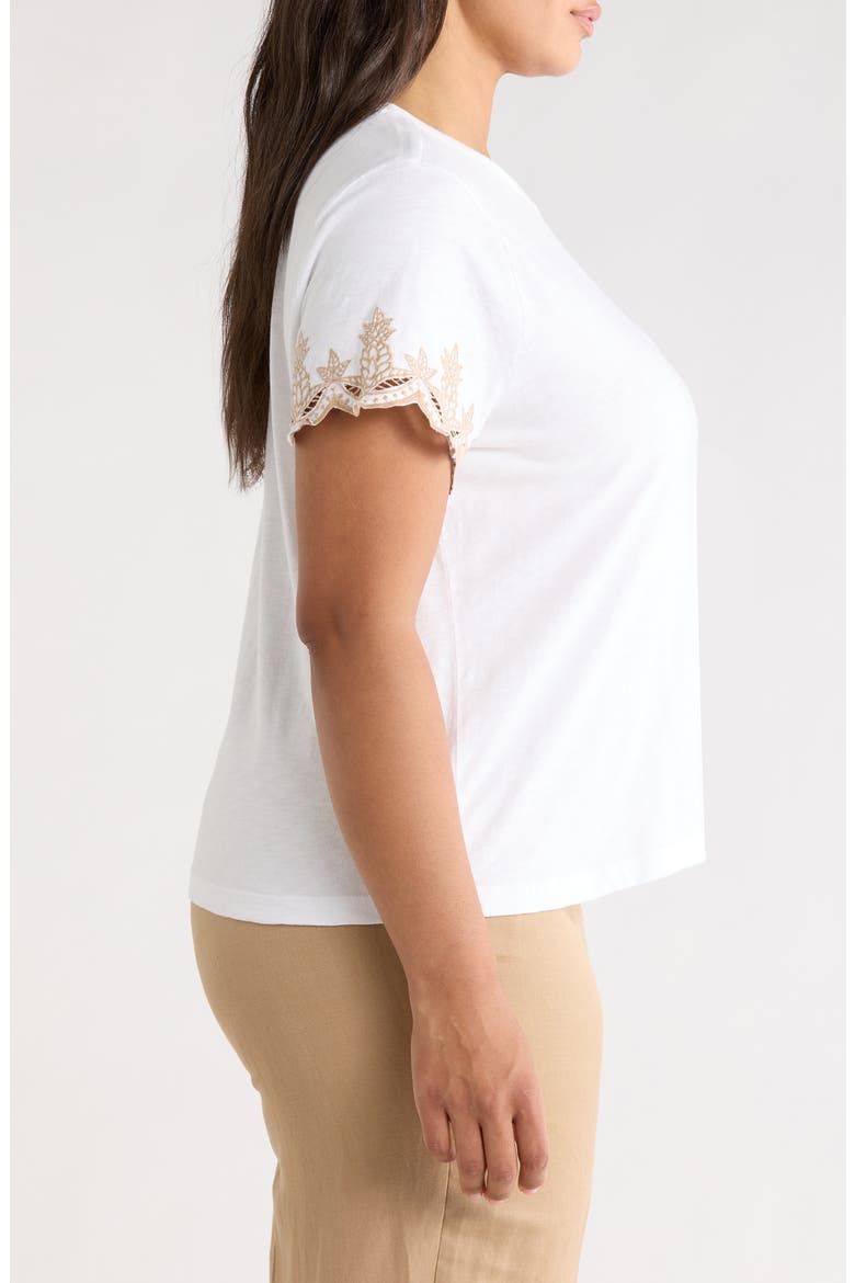 Deco Sleeve Cotton Top, Alternate, color, PAPER WHITE