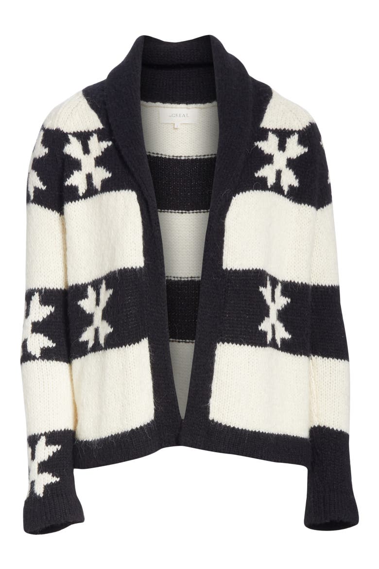 Starflower Cardigan, Alternate, color, CREAM AND BLACK