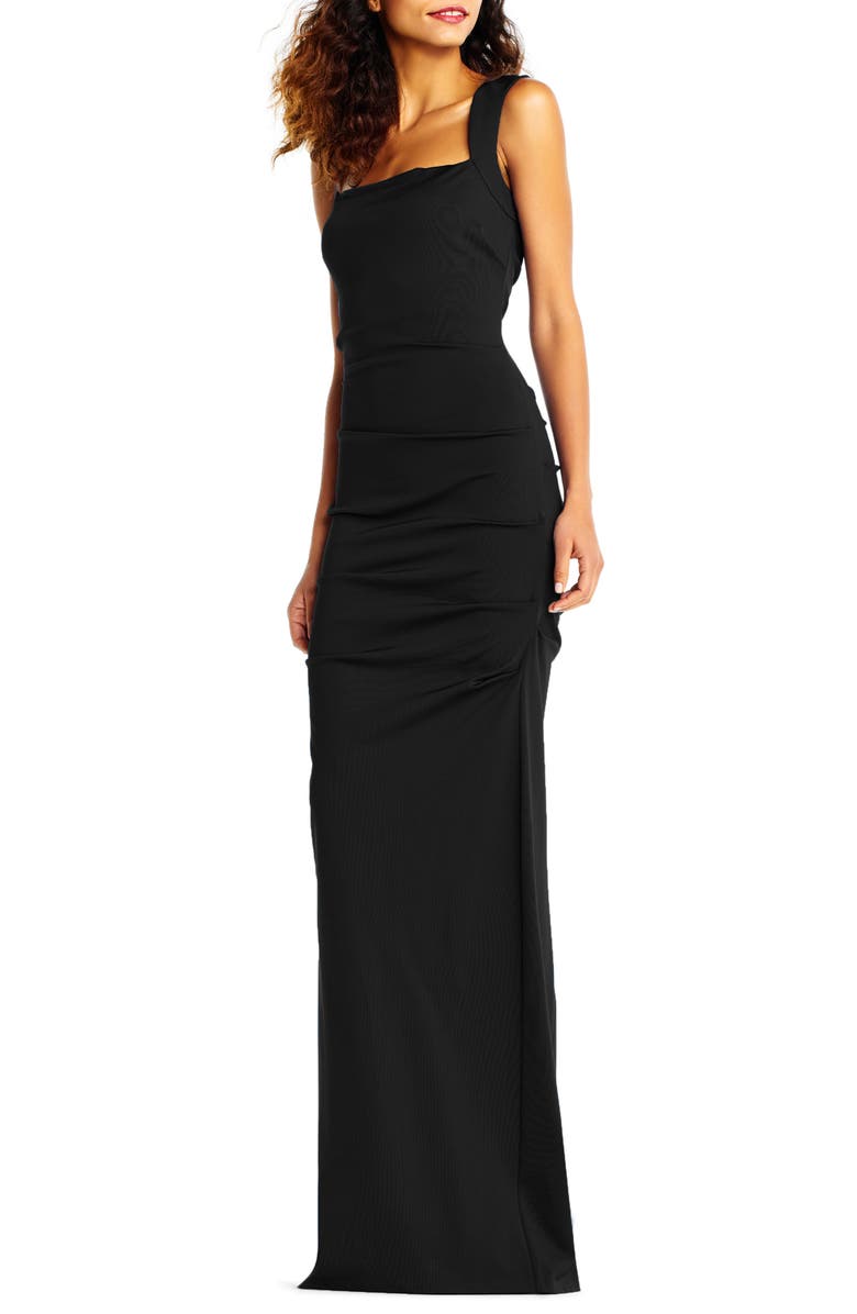 Adrianna Papell Square Neck Ruched Gown, Alternate, color,