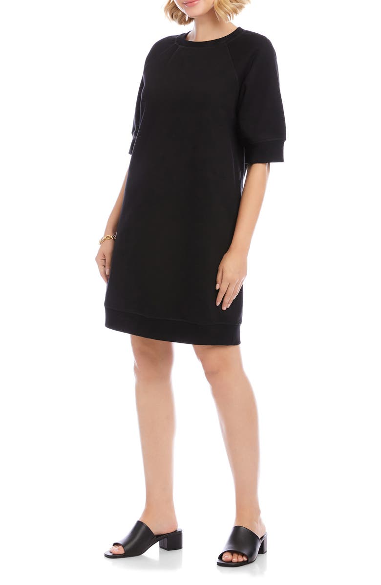 Karen Kane Raglan Sleeve Sweatshirt Dress, Alternate, color, Black