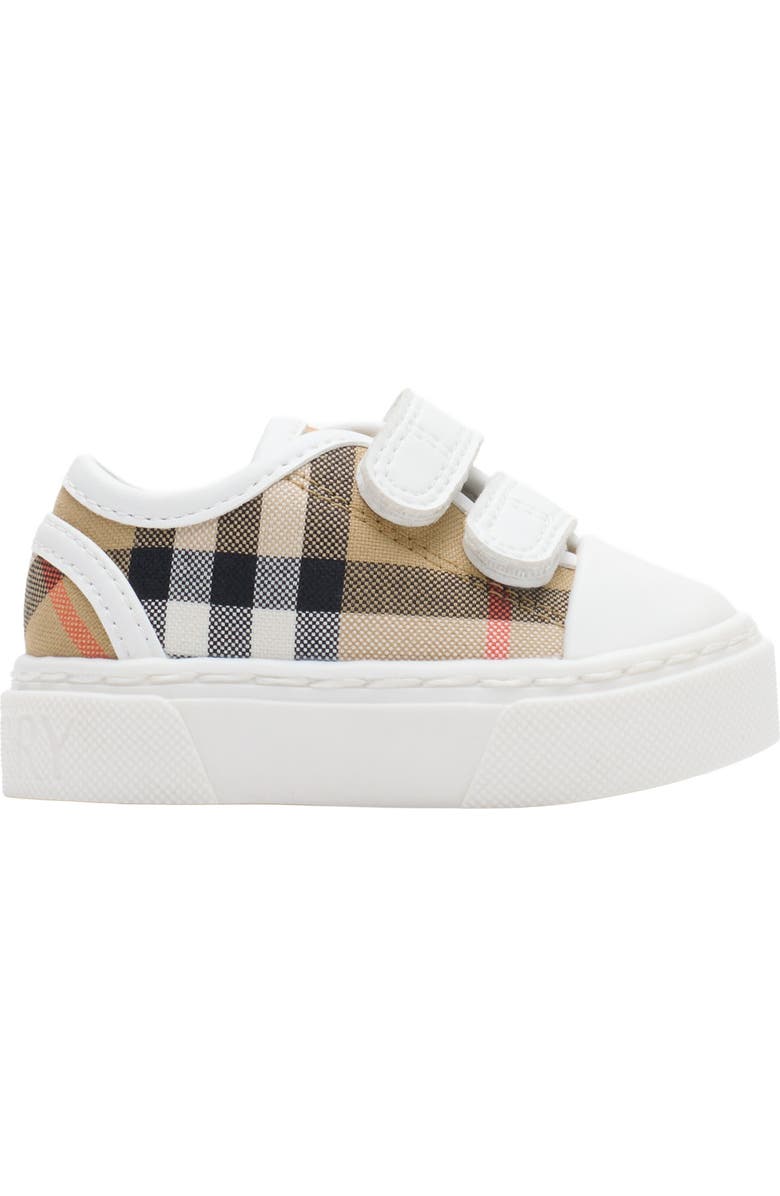 Burberry Check Cotton Sneakers, Main, color, Sand Beige