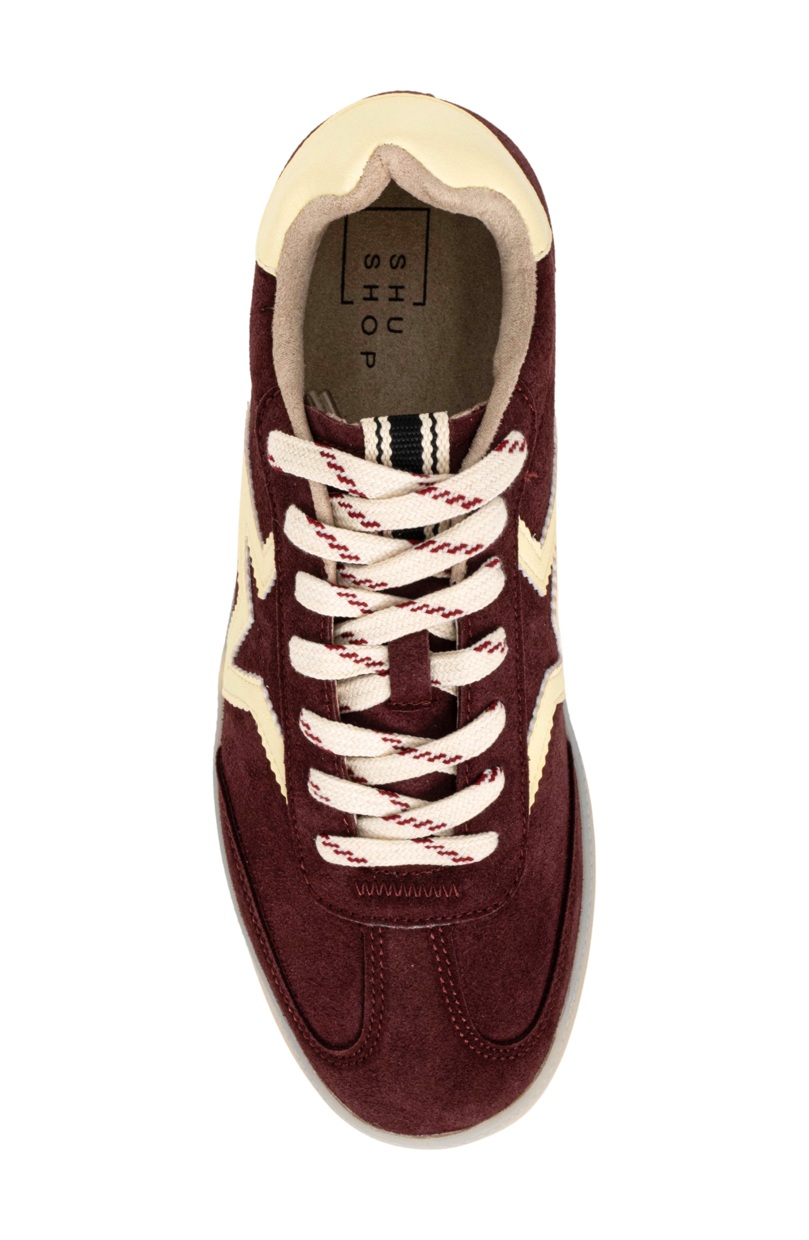 Peaches Sneaker, Alternate, color, DARK RED SUEDE
