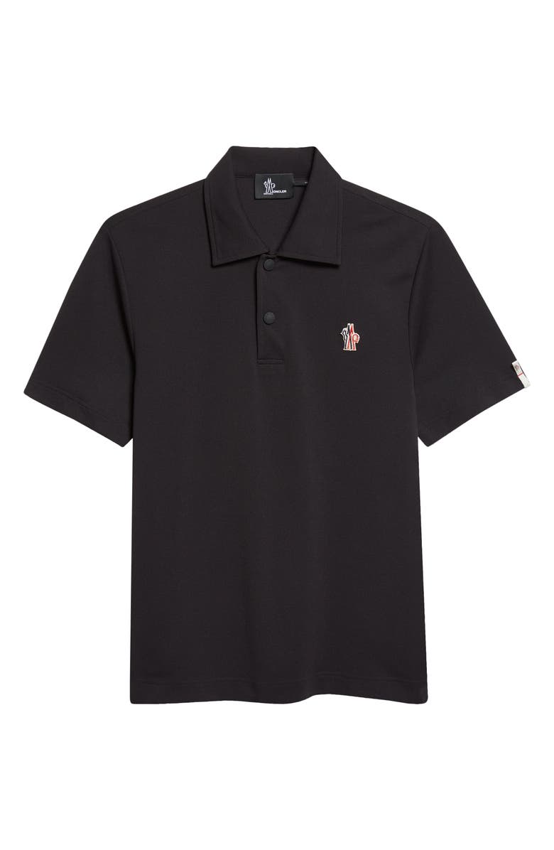 Moncler Grenoble Logo Patch Piqué Polo, Main, color, Black