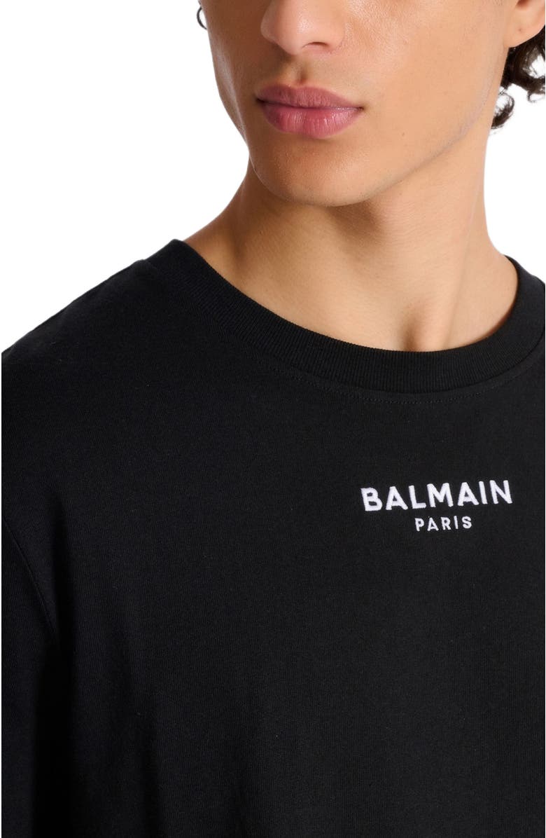 Balmain Embroidered Balmain Paris T-shirt, Alternate, color, Black