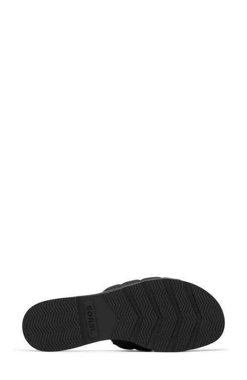 Sorel Ella Iii Quilted Puff Slide Sandal In Black/black
