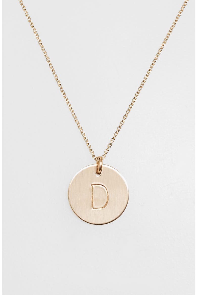 14k-Gold Fill Initial Disc Necklace, Main, color, 14K GOLD FILL D