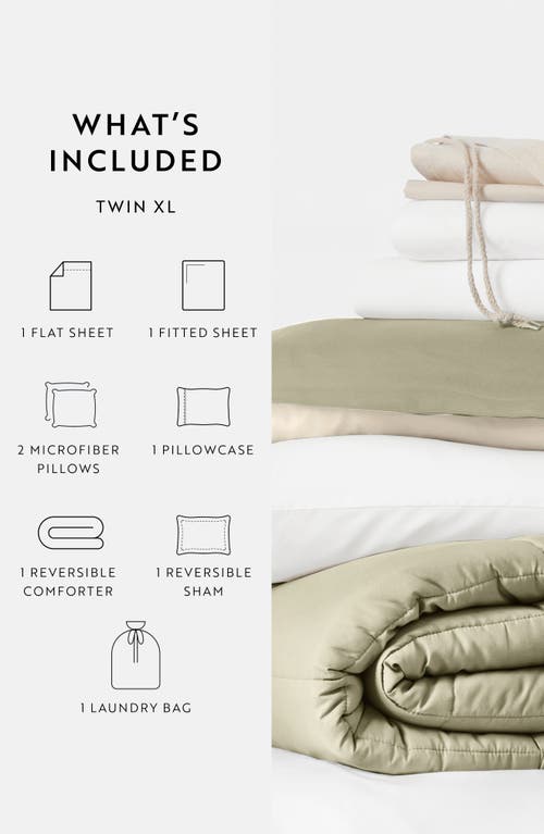 Homespun Ultimate College Essentials Bedding Bundle. In Sage/ivory
