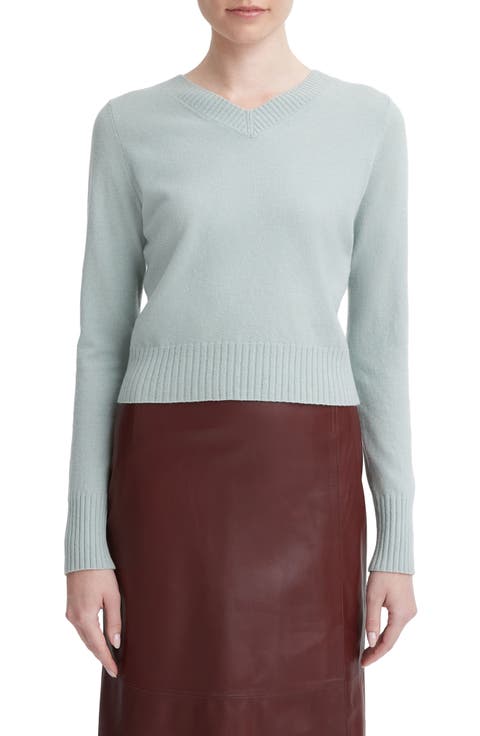 V-Neck Wool & Cashmere Crop Sweater