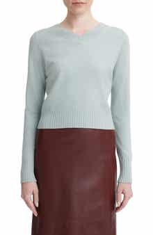 Vince V-Neck Wool & Cashmere Crop Sweater