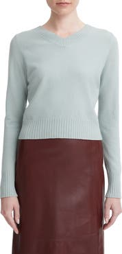 Vince V-Neck Wool & Cashmere Crop Sweater