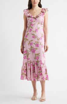 Ruffle Sleeve Tiered Midi Dress