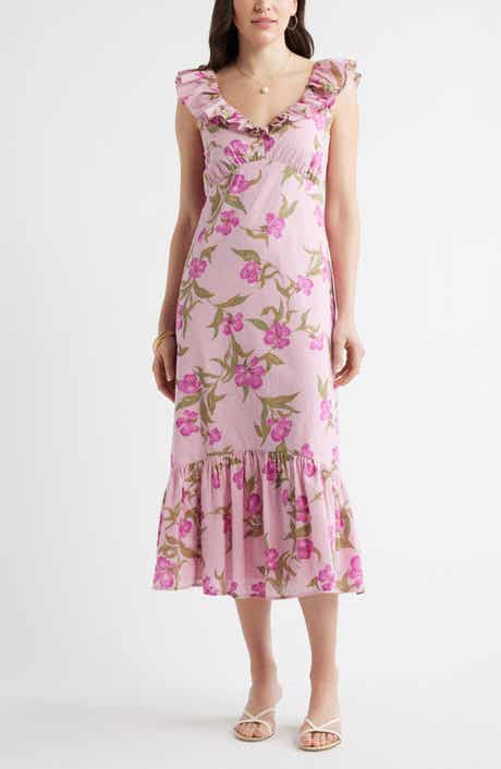 Ruffle Sleeve Tiered Midi Dress