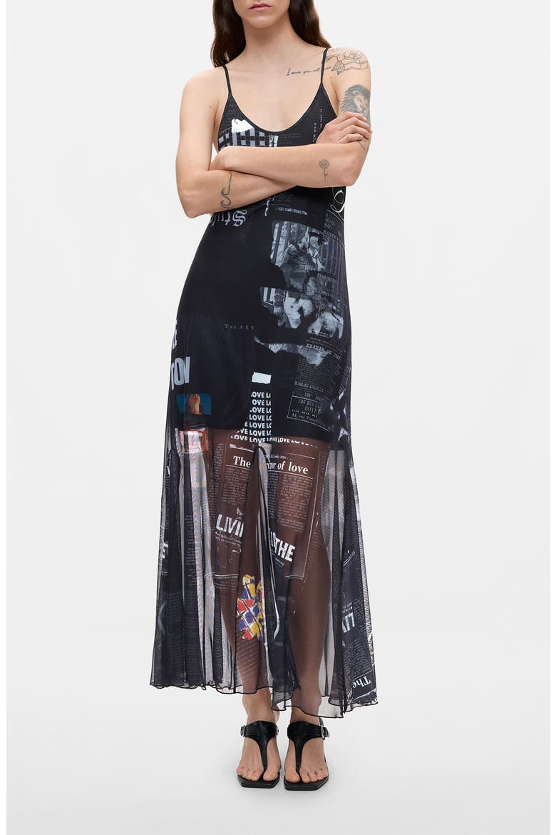 Graphic Mesh Maxi Slipdress, Main, color, WHITE