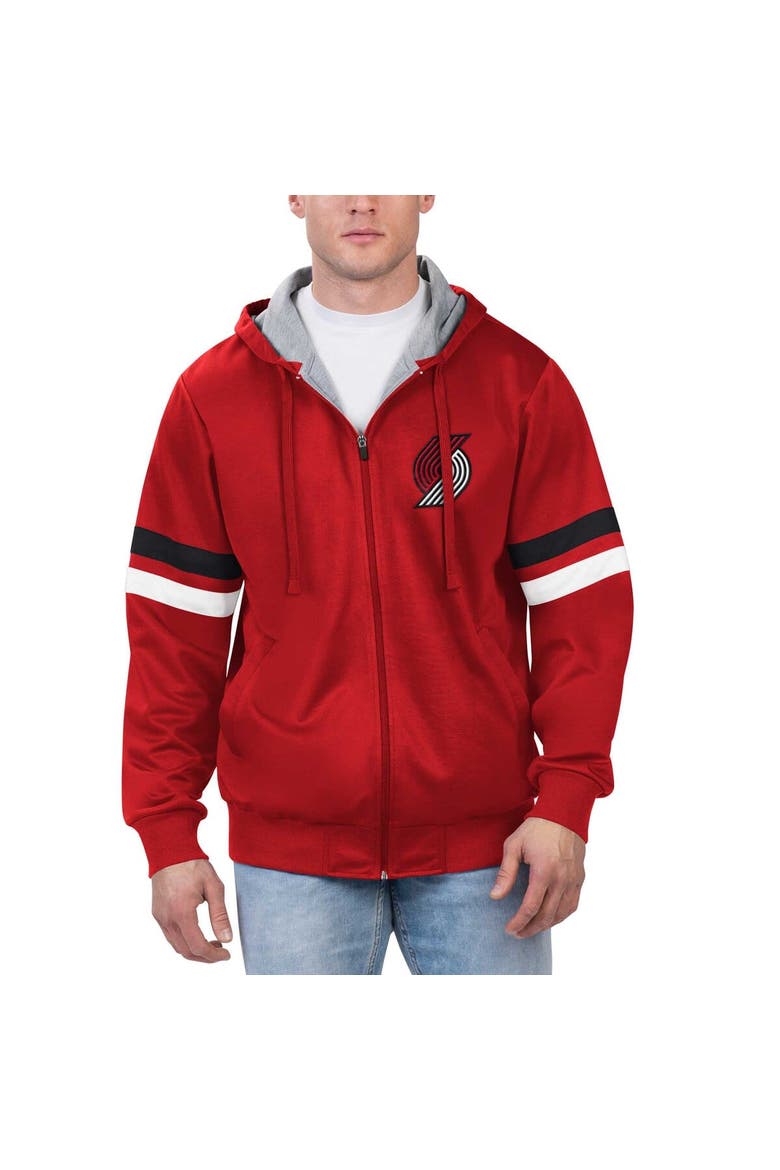 Men's G-III Sports by Carl Banks Red Portland Trail Blazers Contender Full-Zip Hoodie Jacket, Main, color, Red