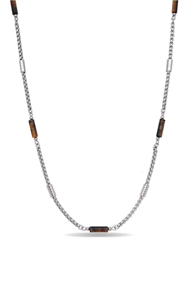 Colton Beaded Chain Necklace, Main, color, SILVER