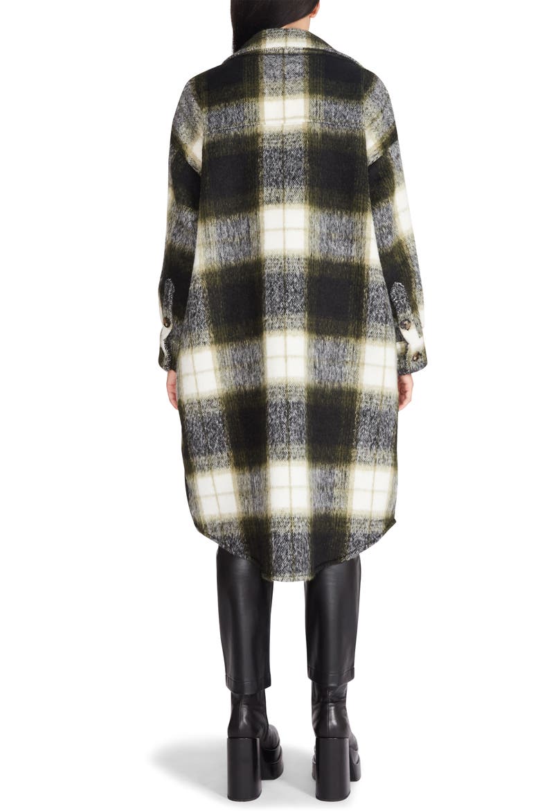 Chloe Plaid Longline Shacket, Alternate, color, OLIVE NIGHT