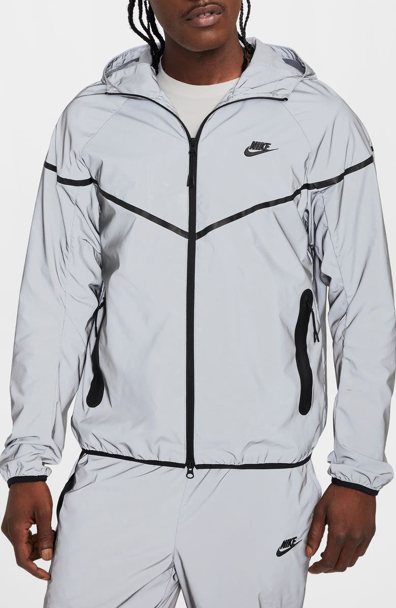 Nike Tech Woven Flash Hooded Jacket, Main, color, Reflect Silver/ Black