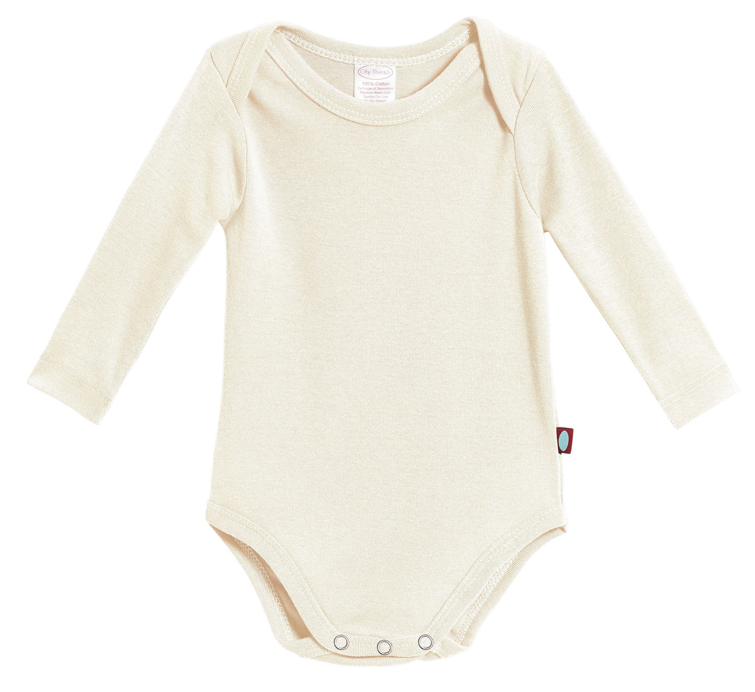 City Threads Babies'  Organic Cotton Super-soft Long Sleeve Bodysuit In Gold
