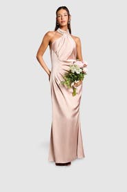 Coast Satin Asymmetric Neck Maxi Dress