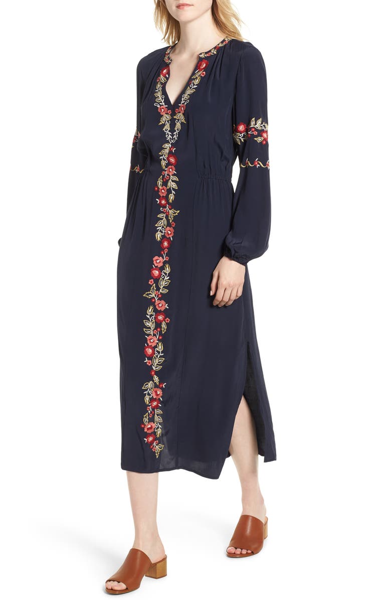 Hinge Embroidered Midi Dress, Main, color,