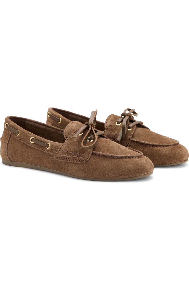 MANGO Suede Boat Shoe, Main, color, Brown