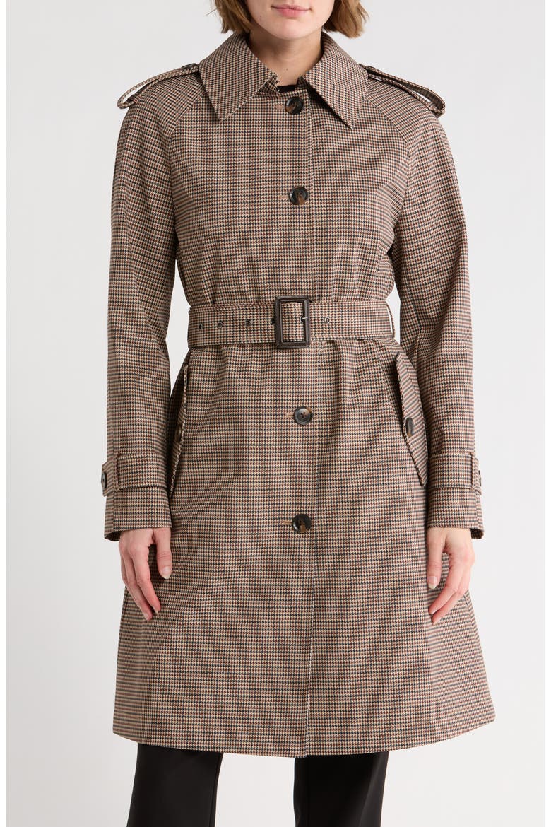 Belted Trench Coat, Main, color, BROWN PLAID